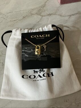 Coach Gold-Tone Padlock & Key Pendant Necklace